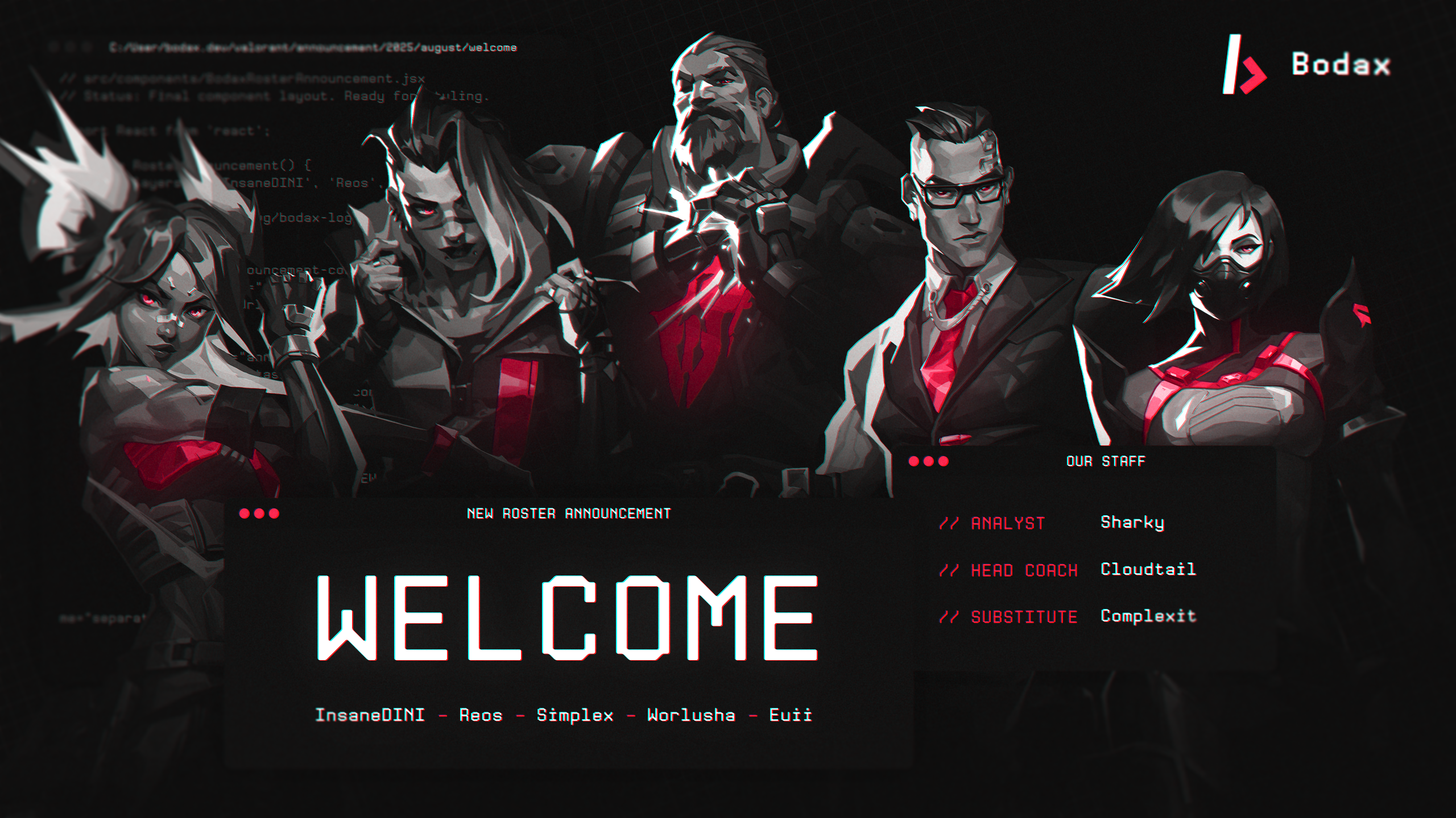 Bodax Gaming welcome screen