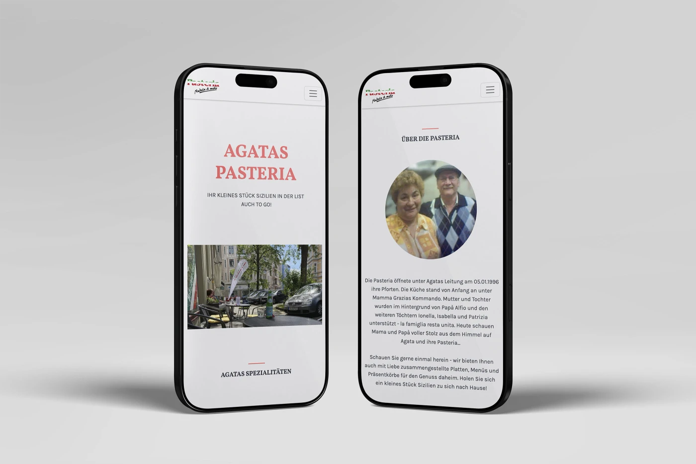 Agatas Pasteria mobile mockup
