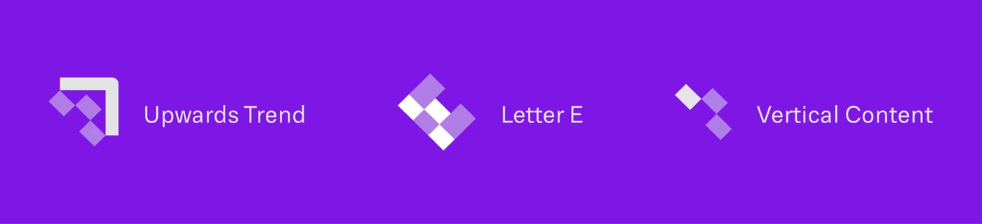 Edity Media logomark concepts — upwards trend, letter E, vertical content