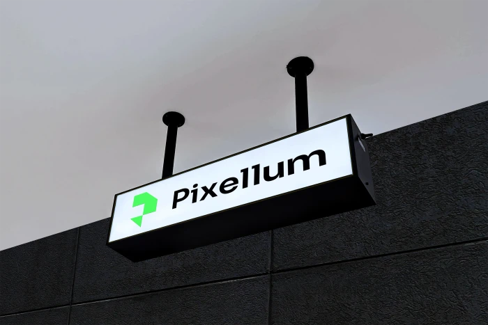 Pixellum — Schild-Mockup